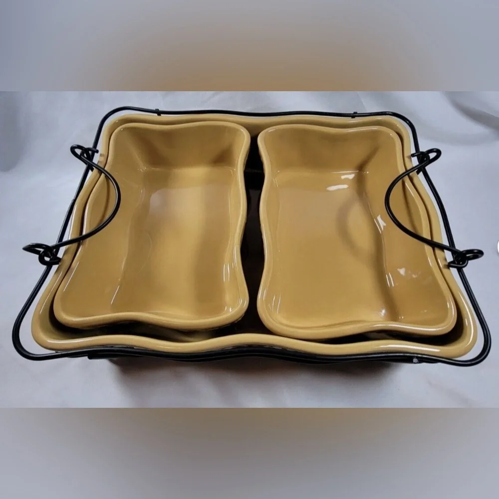 Temp-Tations by Tara Floral Lace Casserole Serving Dishes w/ Carry Tray/4 Pieces